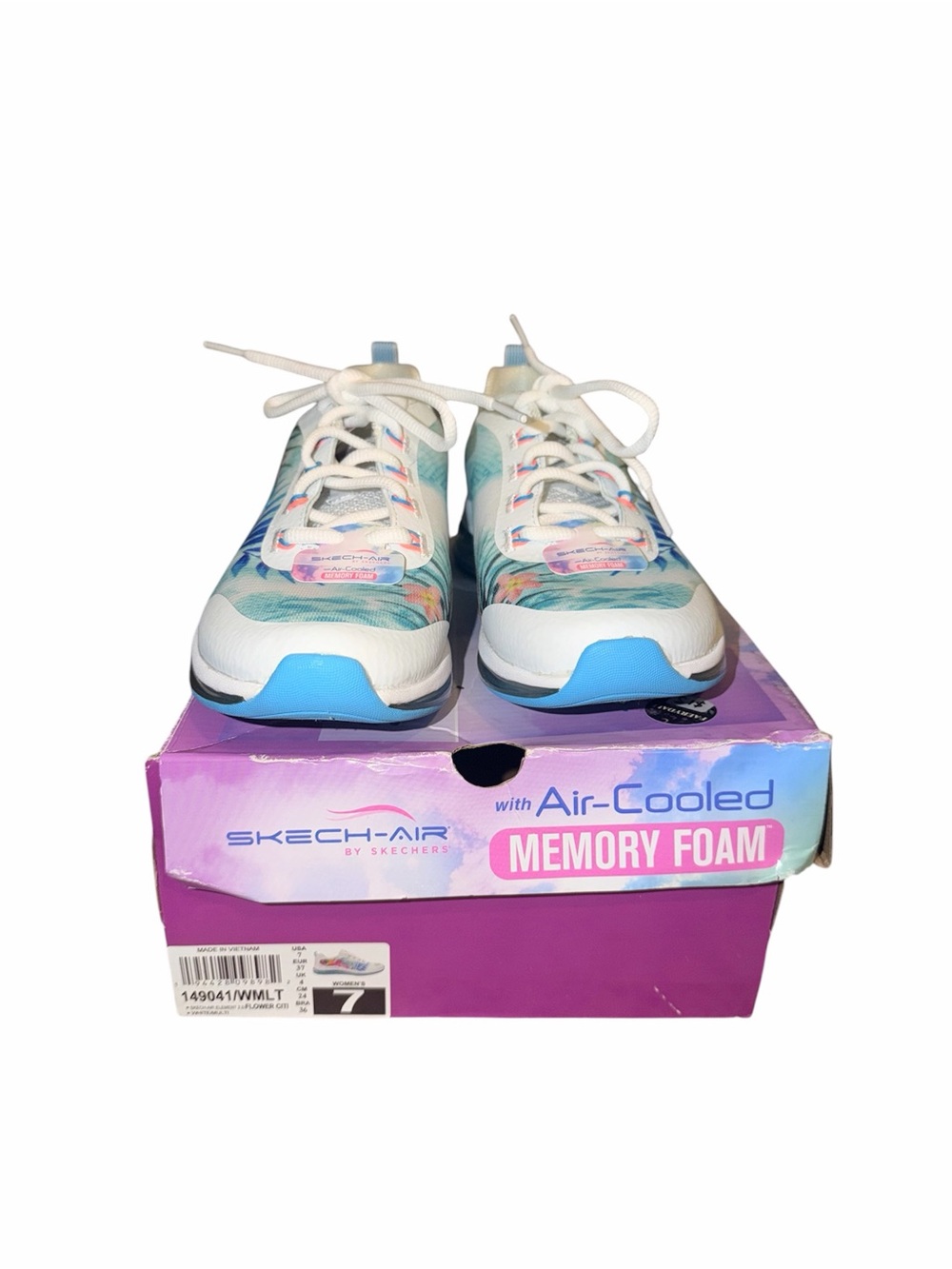 NWT Skechers Air-Cooled Memory Foam Floral Print Lace-Up Sneakers - Picture 2 of 6